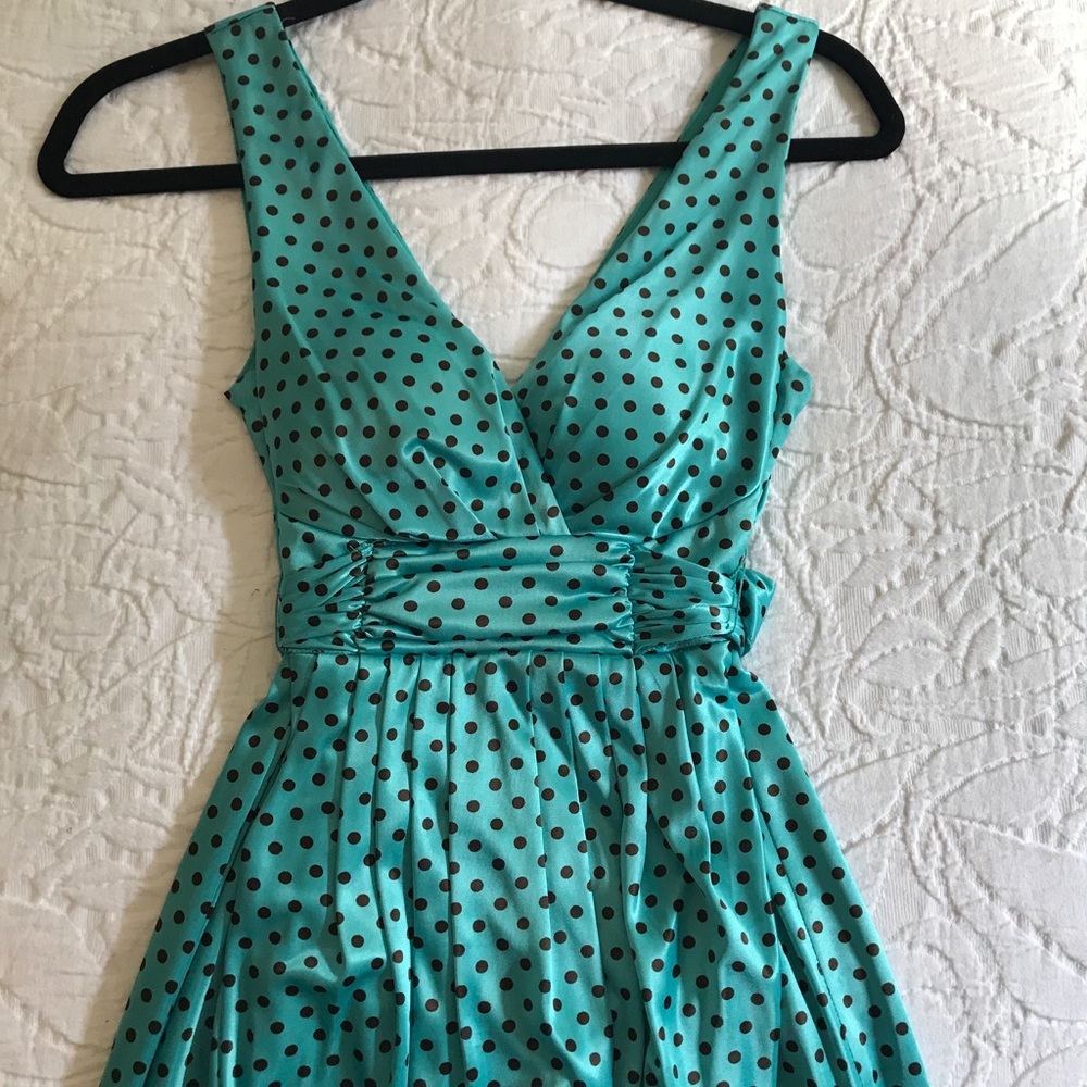 NWOT Women's /Junior's Dress.  Teal with brown